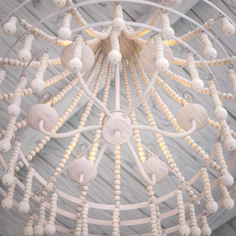 Bauer 6-Light Weathered White Chandelier by Manor Brook 8 Bauer 6-Light Weathered White Chandelier by Manor Brook - Image 6