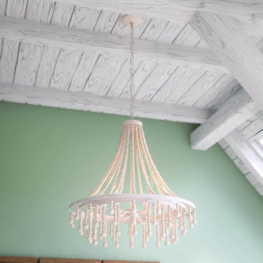 Bauer 6-Light Weathered White Chandelier by Manor Brook 6 Bauer 6-Light Weathered White Chandelier by Manor Brook - Image 4