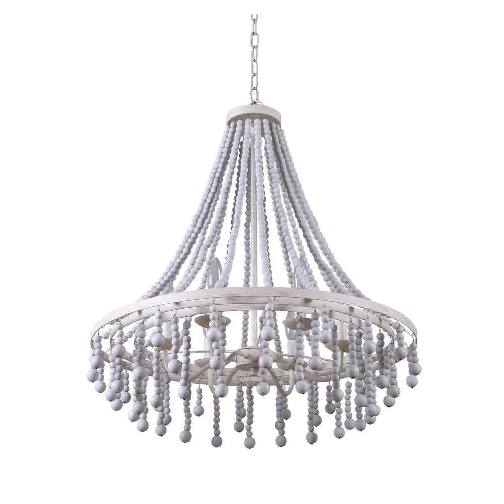 Bauer 6-Light Weathered White Chandelier by Manor Brook 3 Bauer 6-Light Weathered White Chandelier by Manor Brook
