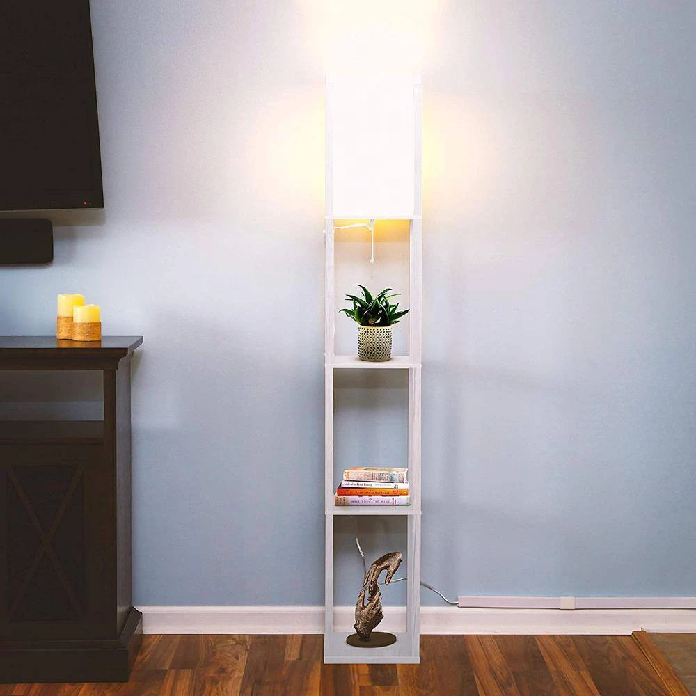 Maxwell Floor 63 in. White Narrow LED Standing Floor Lamp with Shelves by Brightech 4 Maxwell Floor 63 in. White Narrow LED Standing Floor Lamp with Shelves by Brightech - Image 2