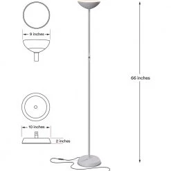 SkyLite 12 in. White Torchiere LED Floor Lamp with 3 Brightness Settings by Brightech -Brightech Sales white brightech floor lamps g9 d5xc e9j8 1f 1000