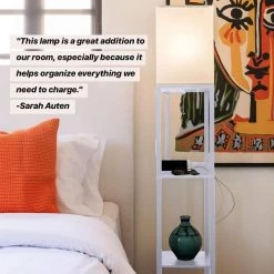 Maxwell 63 in. White LED Skinny Shelf Floor Lamp with USB Charging Ports and Electrical Outlet by Brightech 11 Maxwell 63 in. White LED Skinny Shelf Floor Lamp with USB Charging Ports and Electrical Outlet by Brightech -Brightech Sales white brightech floor lamps i4 2ngk qpfc 1f 1000