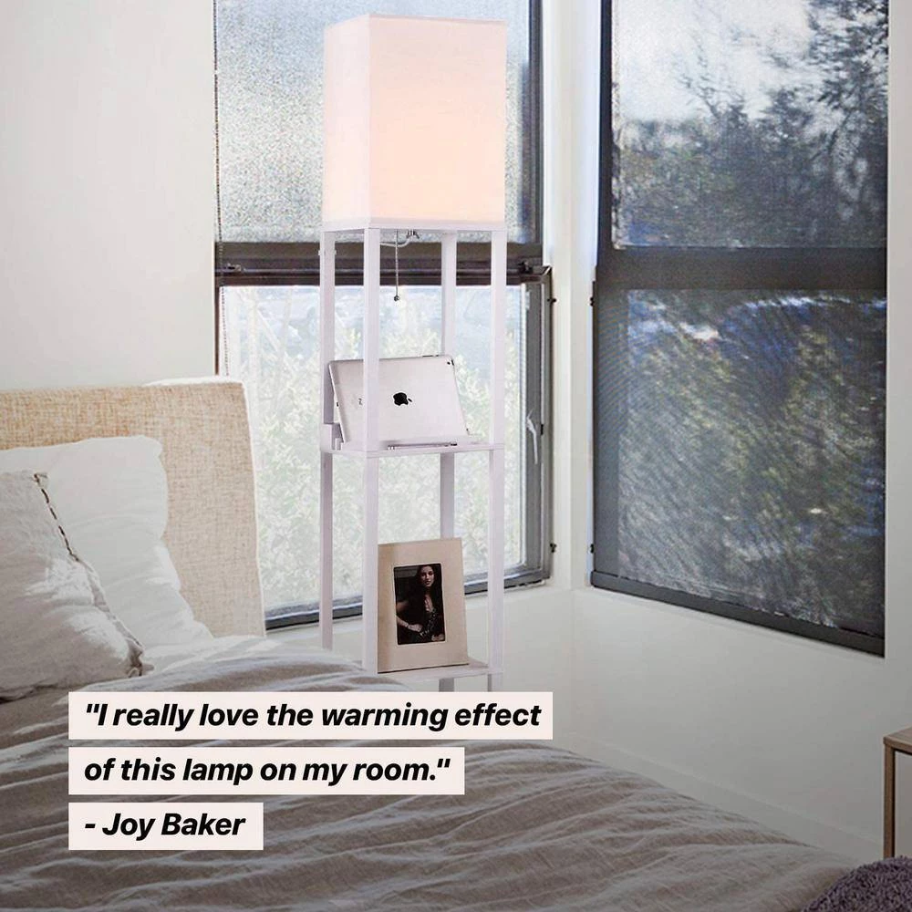 Maxwell 63 in. White LED Skinny Shelf Floor Lamp with USB Charging Ports and Electrical Outlet by Brightech 7 Maxwell 63 in. White LED Skinny Shelf Floor Lamp with USB Charging Ports and Electrical Outlet by Brightech - Image 5