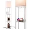 Maxwell 63 in. White LED Skinny Shelf Floor Lamp with USB Charging Ports and Electrical Outlet by Brightech 2 Maxwell 63 in. White LED Skinny Shelf Floor Lamp with USB Charging Ports and Electrical Outlet by Brightech -Brightech Sales white brightech floor lamps i4 2ngk qpfc 64 1000