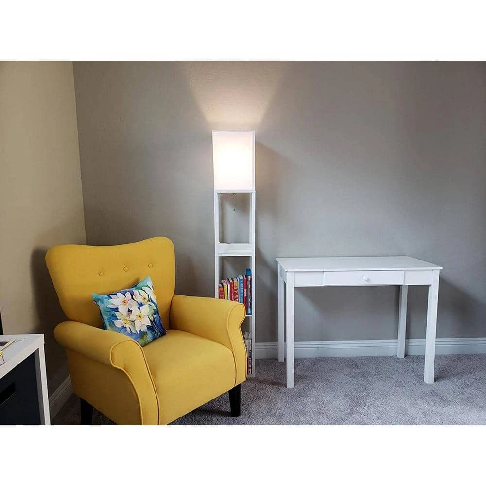 Maxwell 63 in. White LED Skinny Shelf Floor Lamp with USB Charging Ports and Electrical Outlet by Brightech 4 Maxwell 63 in. White LED Skinny Shelf Floor Lamp with USB Charging Ports and Electrical Outlet by Brightech - Image 2