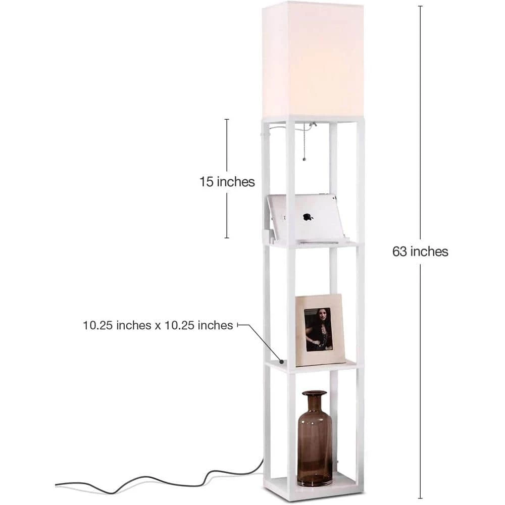 Maxwell 63 in. White LED Skinny Shelf Floor Lamp with USB Charging Ports and Electrical Outlet by Brightech 8 Maxwell 63 in. White LED Skinny Shelf Floor Lamp with USB Charging Ports and Electrical Outlet by Brightech - Image 6