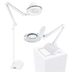 LightView Pro 45 in. White Magnifying 2 in 1 Floor and Desk LED Lamp by Brightech