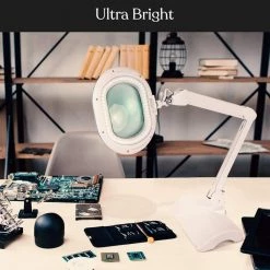 LightView Pro 24 in. to 51 in. White XL Magnifying 2 in 1 Floor and Desk LED Lamp by Brightech -Brightech Sales white brightech floor lamps kj nwqp wfsu 1f 1000