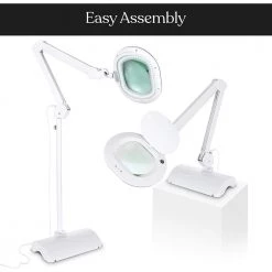 LightView Pro 24 in. to 51 in. White XL Magnifying 2 in 1 Floor and Desk LED Lamp by Brightech -Brightech Sales white brightech floor lamps kj nwqp wfsu 44 1000