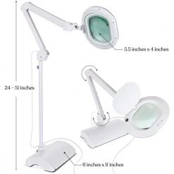 LightView Pro 24 in. to 51 in. White XL Magnifying 2 in 1 Floor and Desk LED Lamp by Brightech -Brightech Sales white brightech floor lamps kj nwqp wfsu 4f 1000