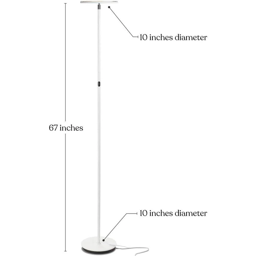 Sky Flux 67 in. White Torchiere LED Floor Lamp with 3-Light Options by Brightech 4 Sky Flux 67 in. White Torchiere LED Floor Lamp with 3-Light Options by Brightech - Image 2