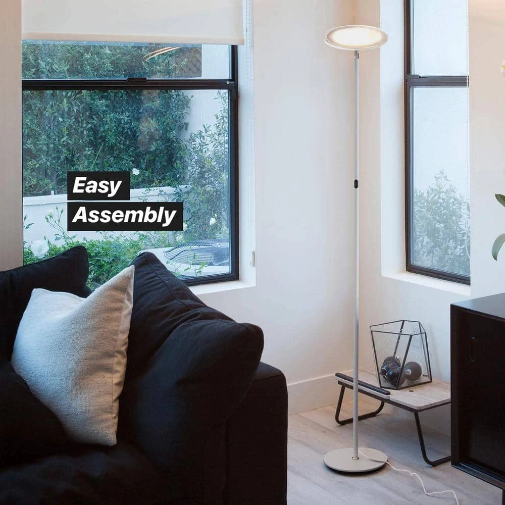 Sky Flux 67 in. White Torchiere LED Floor Lamp with 3-Light Options by Brightech 8 Sky Flux 67 in. White Torchiere LED Floor Lamp with 3-Light Options by Brightech - Image 6