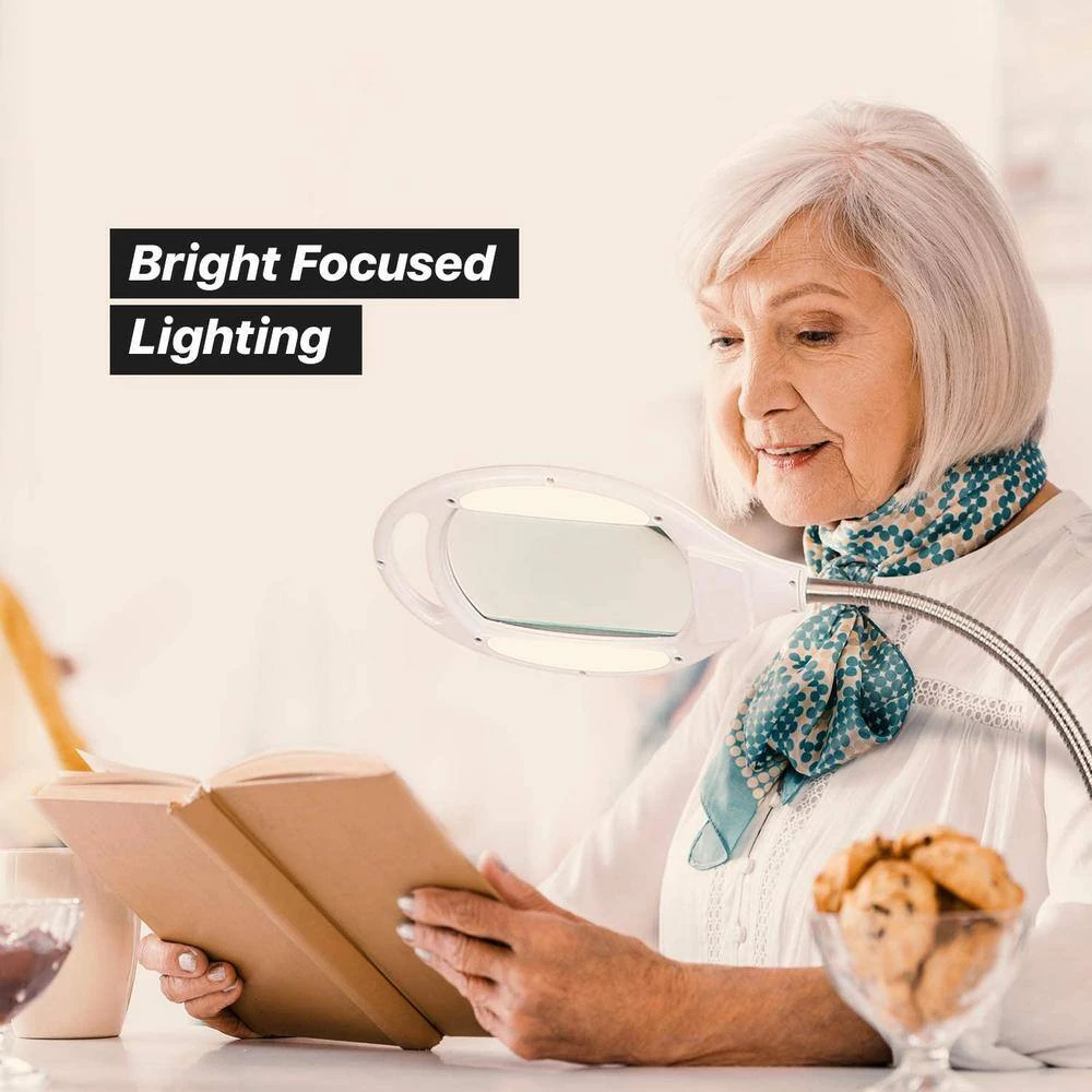 LightView Pro 44 in. White Magnifying LED Floor Lamp with 5 Diopter and Flexible Gooseneck by Brightech 7 LightView Pro 44 in. White Magnifying LED Floor Lamp with 5 Diopter and Flexible Gooseneck by Brightech - Image 5