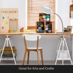 LightView Pro 33 in. White XL Magnifying LED Desk Lamp with 2.25x Magnifier Lighted Lens and Adjustable Clamp by Brightech -Brightech Sales white brightech lamp bases 2p p2qo nst8 1f 1000