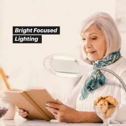 LightView Pro 33 in. White XL Magnifying LED Desk Lamp with 2.25x Magnifier Lighted Lens and Adjustable Clamp by Brightech -Brightech Sales white brightech lamp bases 2p p2qo nst8 fa 1000
