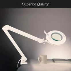 Lightview Pro 39 in. White LED Adjustable Clamp Dimmable Magnifier Desk Lamp by Brightech -Brightech Sales white brightech lamp bases bx 3ks2 f8v5 76 1000