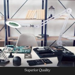 LightView Pro 33 in. White Magnifying LED Desk Lamp with 2.25 x Magnifier Lighted Lens and Adjustable Clamp by Brightech -Brightech Sales white brightech lamp bases ci 6y08 oldb 1f 1000