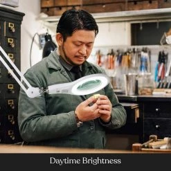 LightView Pro 33 in. White Magnifying LED Desk Lamp with 2.25 x Magnifier Lighted Lens and Adjustable Clamp by Brightech -Brightech Sales white brightech lamp bases ci 6y08 oldb 44 1000