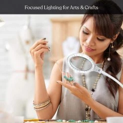 Lightview Flex 16 in. White 2 in 1 - 3 Diopter Magnifying Glass Lamp With Base Stand and Clamp by Brightech -Brightech Sales white brightech lamp bases iy 1k88 q8gc 1f 1000