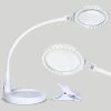 Lightview Flex 16 in. White 2 in 1 - 3 Diopter Magnifying Glass Lamp With Base Stand and Clamp by Brightech