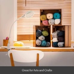 LightView Flex 13.5 in. White Magnifying LED Desk Lamp with Clamp by Brightech -Brightech Sales white brightech lamp bases rh nf0y hiue 76 1000