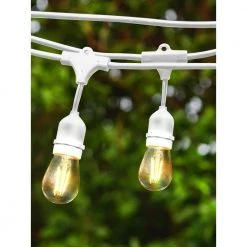 Ambience Pro Outdoor 48 ft. L White Plug-in LED 2-Watt S14 Edison Bulb Hanging String Light 2700K by Brightech -Brightech Sales white brightech string lights amb 2w wht 1f 1000