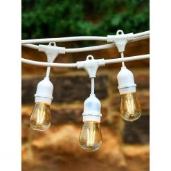 Ambience Pro Outdoor 48 ft. L White Plug-in LED 2-Watt S14 Edison Bulb Hanging String Light 2700K by Brightech -Brightech Sales white brightech string lights amb 2w wht 4f 1000