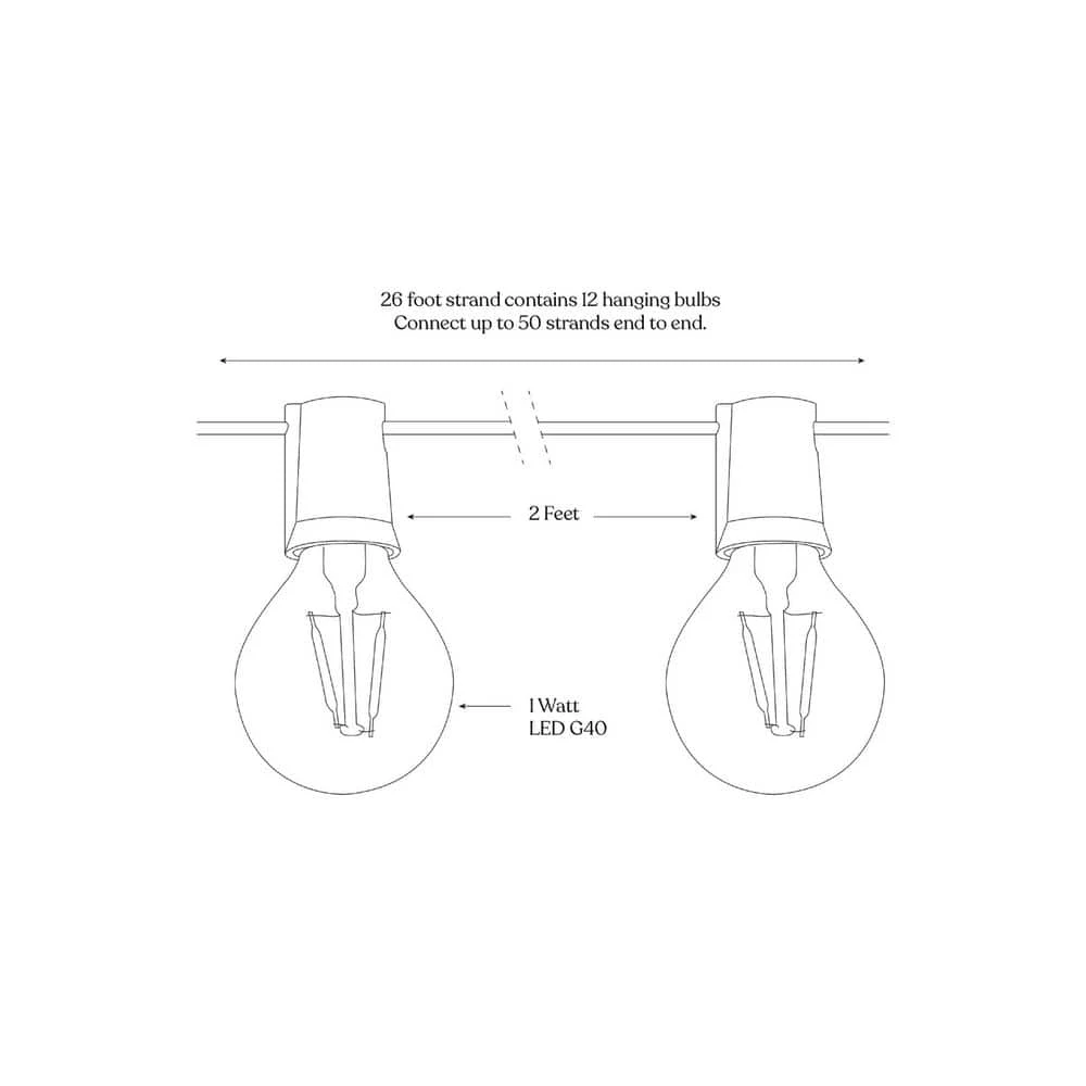 Ambience Pro White Outdoor 26 ft. Plug in Waterproof 1W LED G40 Edison Bulb String Light 3000k by Brightech 9 Ambience Pro White Outdoor 26 ft. Plug in Waterproof 1W LED G40 Edison Bulb String Light 3000k by Brightech - Image 7