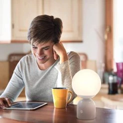 Mila 11 in. White Table Lamp With Frosted Glass Globe Shade by Brightech -Brightech Sales white brightech table lamps tl mla wht 1f 1000