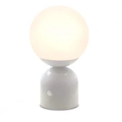 Mila 11 in. White Table Lamp With Frosted Glass Globe Shade by Brightech