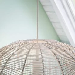 Byron 1-Light White Rattan Pendant by Manor Brook -Brightech Sales white manor brook chandeliers mb100453 1f 1000