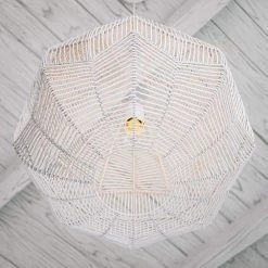 Byron 1-Light White Rattan Pendant by Manor Brook -Brightech Sales white manor brook chandeliers mb100453 44 1000