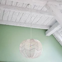 Byron 1-Light White Rattan Pendant by Manor Brook -Brightech Sales white manor brook chandeliers mb100453 4f 1000