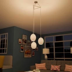 Veanna 3-Light White Pendant with Silk Shades by Manor Brook -Brightech Sales white manor brook chandeliers mb100644 31 1000