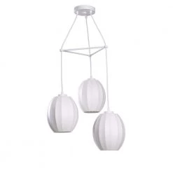 Veanna 3-Light White Pendant with Silk Shades by Manor Brook