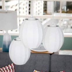 Veanna 3-Light White Pendant with Silk Shades by Manor Brook -Brightech Sales white manor brook chandeliers mb100644 fa 1000