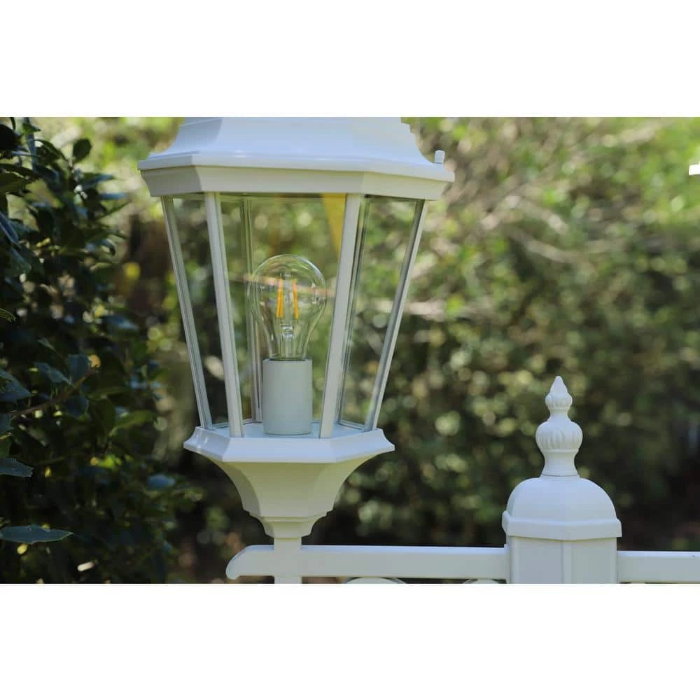 Villanova 2-Light White Outdoor Post Lantern with Power Cord by Manor Brook 6 Villanova 2-Light White Outdoor Post Lantern with Power Cord by Manor Brook - Image 4