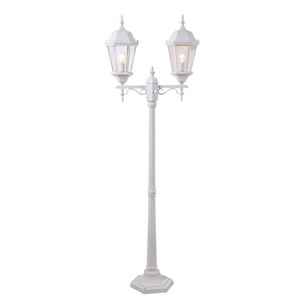 Villanova 2-Light White Outdoor Post Lantern with Power Cord by Manor Brook 3 Villanova 2-Light White Outdoor Post Lantern with Power Cord by Manor Brook