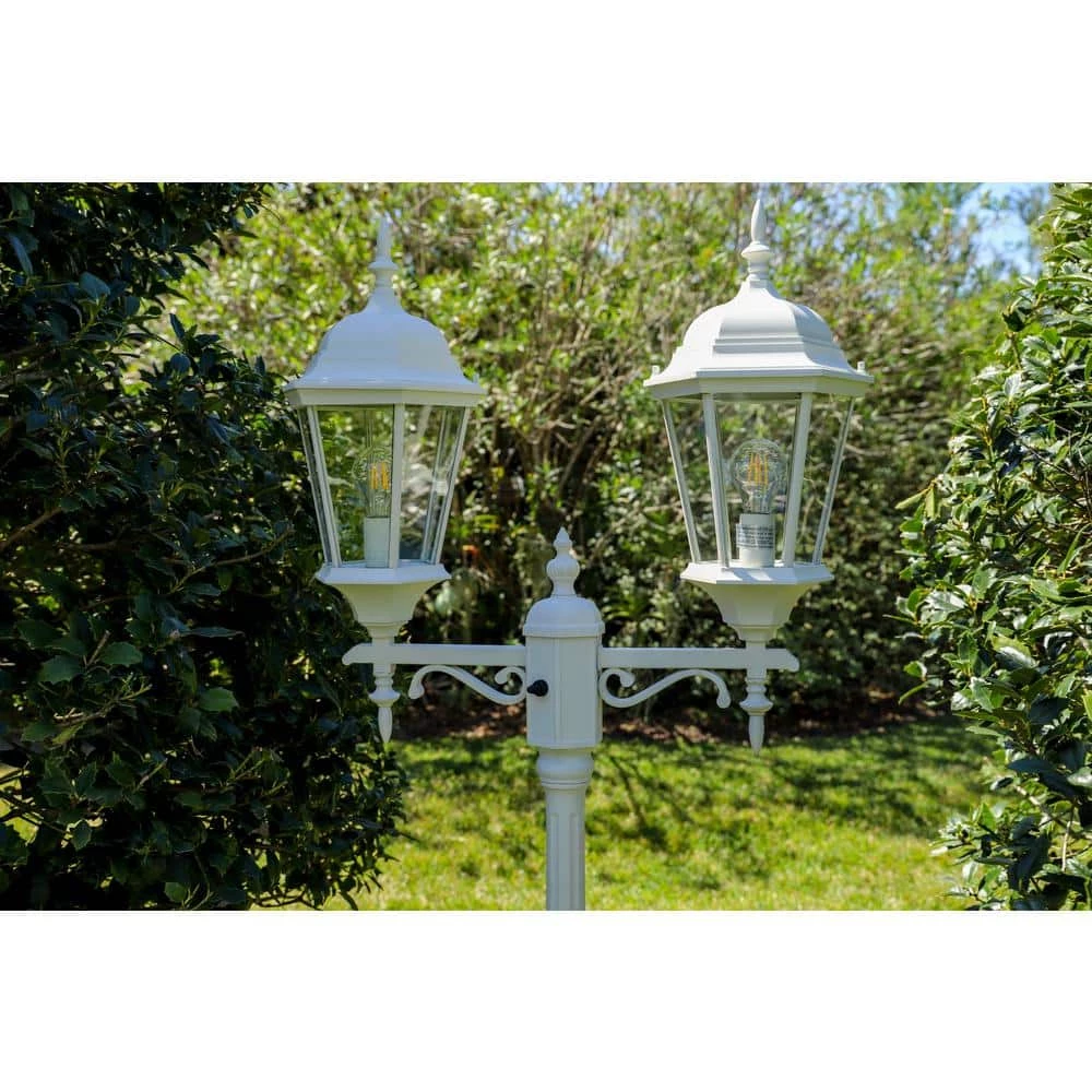 Villanova 2-Light White Outdoor Post Lantern with Power Cord by Manor Brook 5 Villanova 2-Light White Outdoor Post Lantern with Power Cord by Manor Brook - Image 3