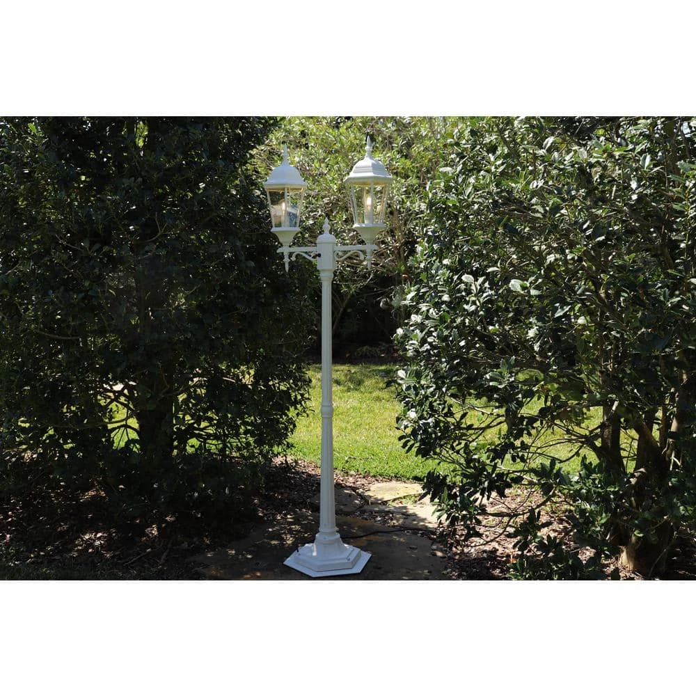 Villanova 2-Light White Outdoor Post Lantern with Power Cord by Manor Brook 4 Villanova 2-Light White Outdoor Post Lantern with Power Cord by Manor Brook - Image 2