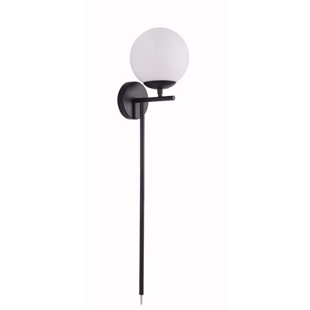 Adella 1-Light White with Matte Black Wallchiere by Manor Brook 3 Adella 1-Light White with Matte Black Wallchiere by Manor Brook