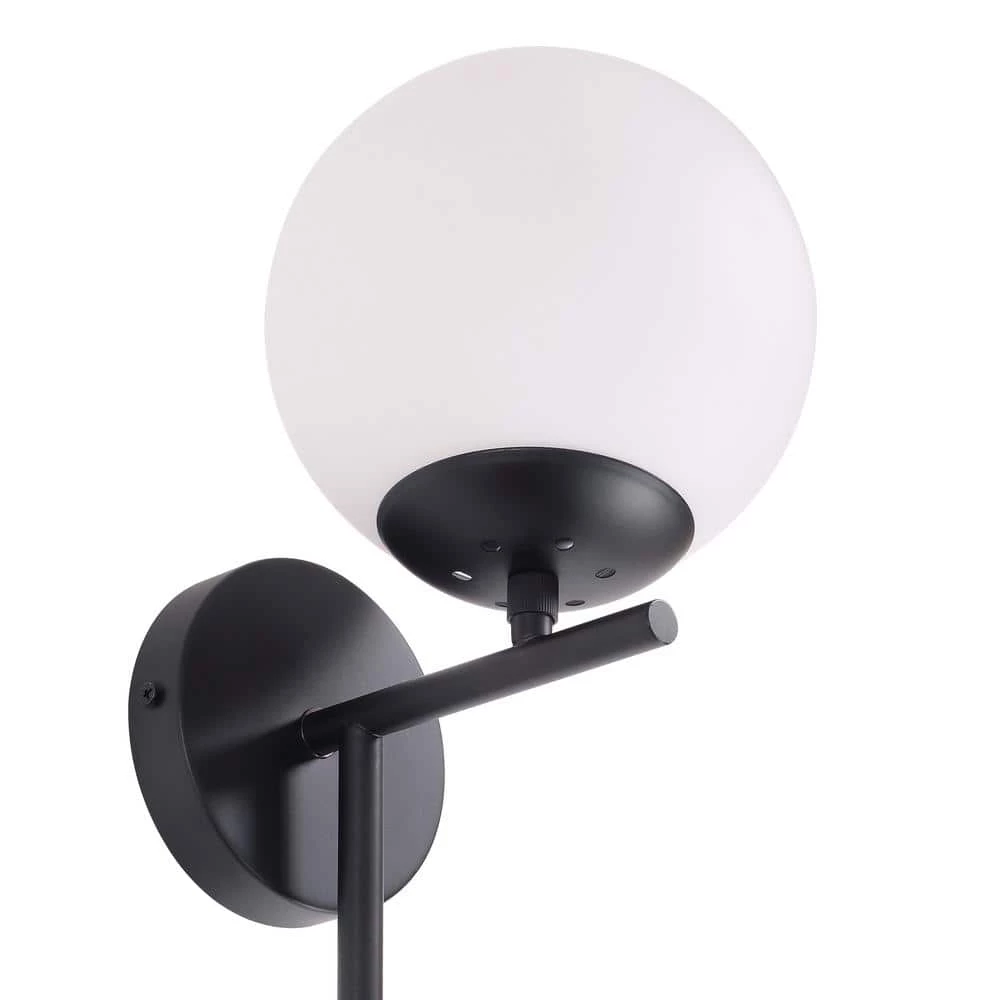 Adella 1-Light White with Matte Black Wallchiere by Manor Brook 4 Adella 1-Light White with Matte Black Wallchiere by Manor Brook - Image 2