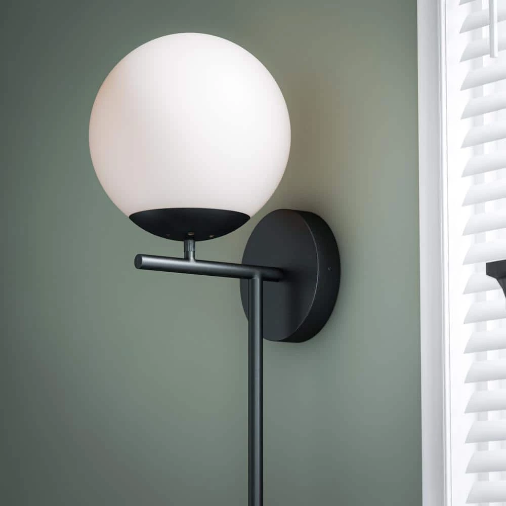 Adella 1-Light White with Matte Black Wallchiere by Manor Brook 8 Adella 1-Light White with Matte Black Wallchiere by Manor Brook - Image 6