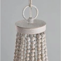 Oliver 3-Light Weathered White Beads Shade Natural Wood Beaded Chandelier by Manor Brook -Brightech Sales white with weathered white beads manor brook chandeliers mb100548 fa 1000
