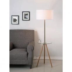 Zola 61 in. Antique Brass Floor Lamp with Drum Shade by Manor Brook -Brightech Sales wood grain and antique brass with clear glass tray manor brook floor lamps mb100265 31 1000
