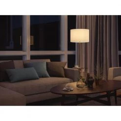 Zola 61 in. Antique Brass Floor Lamp with Drum Shade by Manor Brook -Brightech Sales wood grain and antique brass with clear glass tray manor brook floor lamps mb100265 76 1000