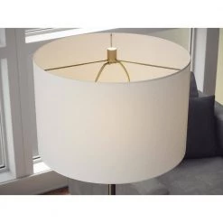 Zola 61 in. Antique Brass Floor Lamp with Drum Shade by Manor Brook -Brightech Sales wood grain and antique brass with clear glass tray manor brook floor lamps mb100265 fa 1000